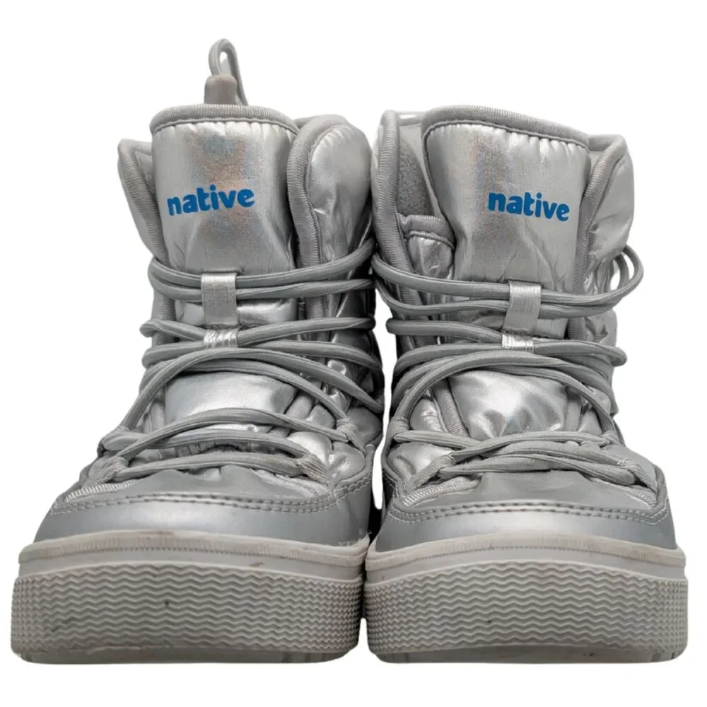 Native Silver Metallic Chamonix Child Snow Boot Size Big Kid 1